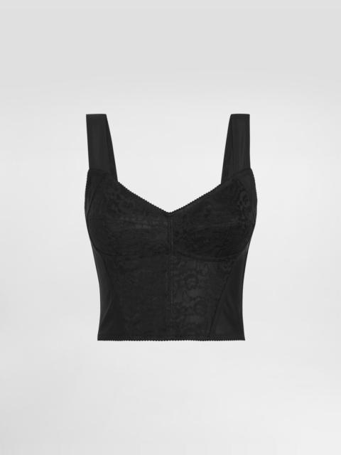 Dolce & Gabbana Shaper corset bustier top in jacquard and lace