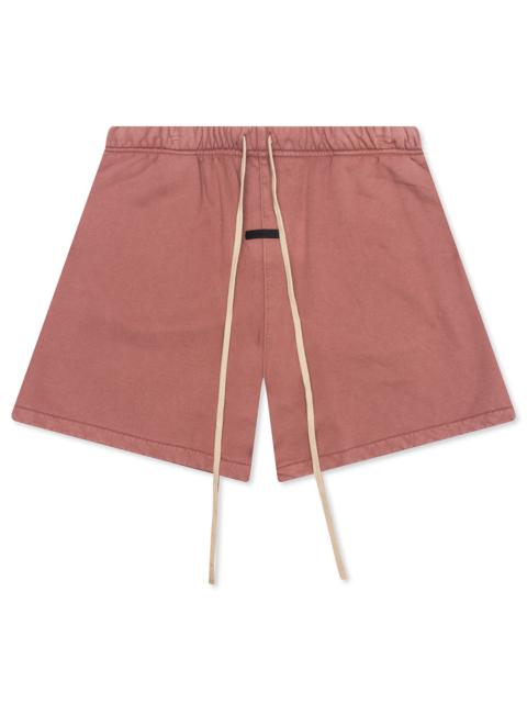 ESSENTIALS HEAVY FLEECE SOCCER SHORT - CRIMSON