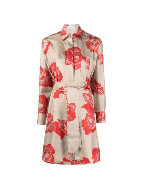 FERRAGAMO Ferragamo Floral Print Belted Shirt Dress