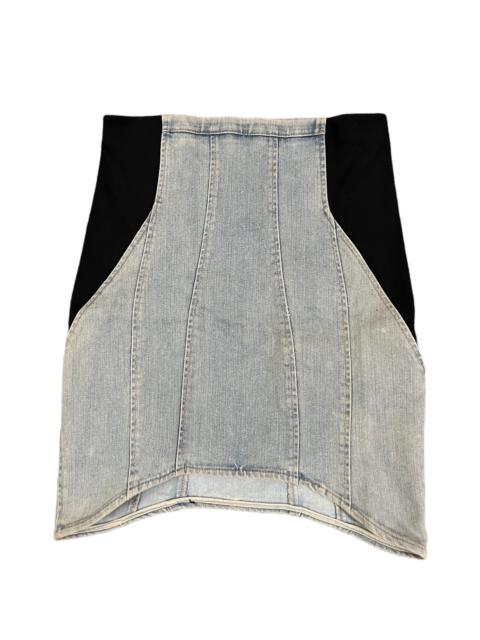 Vintage Helmut Lang Black/Distressed Jeans Mini Skirt
