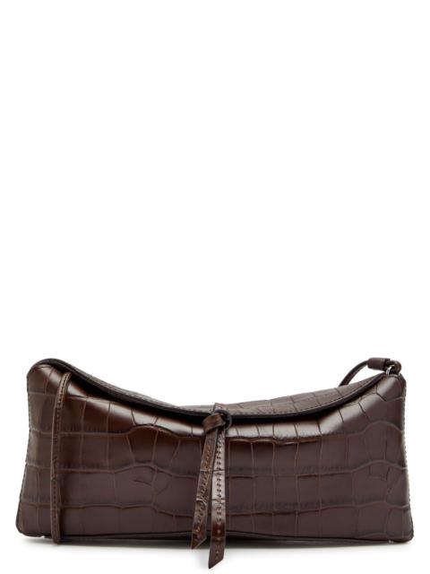 STAUD Staud Eve Crocodile-effect Leather Clutch