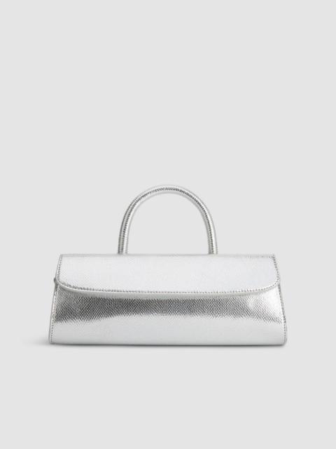 BY FAR Mini Longa Silver Disco Leather Top-Handle Bag