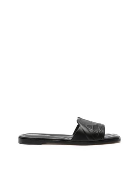 logo-embossed leather sandals