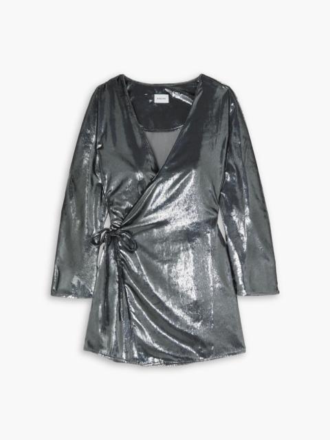Other Designers Metallic woven mini wrap dress