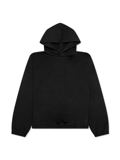 Jil Sander SHINY COTTON JERSEY TECHNICAL HOODED SWEATSHIRT - BLACK