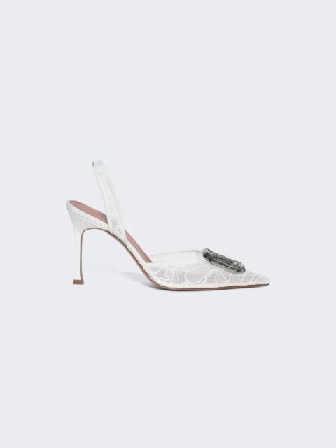 Amina Muaddi Camelia Lace Slingback Pumps Ivory Lace