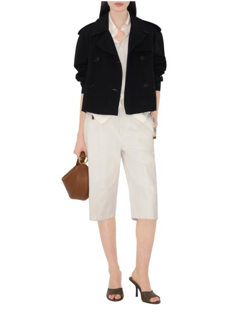 Burberry burberry Cropped Gabardine Trench Jacket in Black at Nordstrom