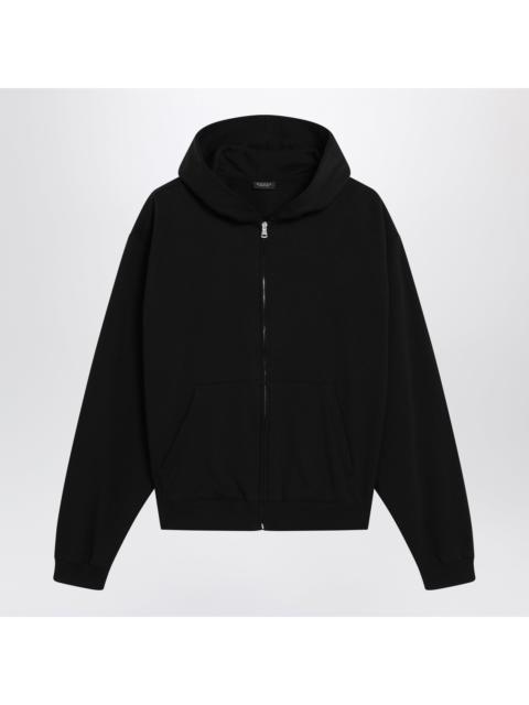 GUCCI Gucci Black Zip Hoodie In Cashmere Blend With Logo Print Men