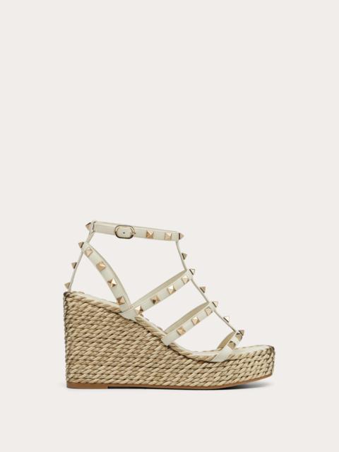 Valentino ROCKSTUD CALFSKIN WEDGE SANDAL WITH STRAPS 95 MM