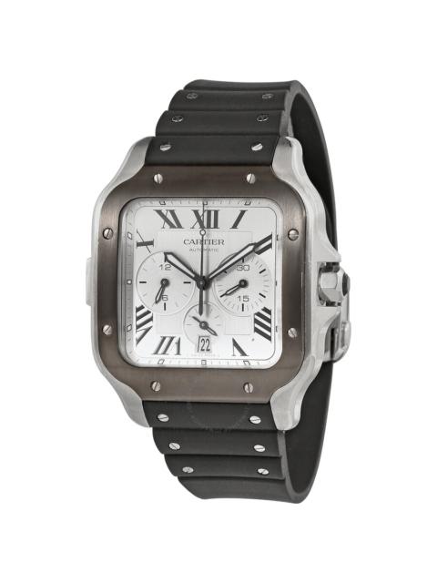 Pre-owned Pre-owned Cartier Santos XL Chronograph Automatic Silver Dial Men's Watch WSSA0017