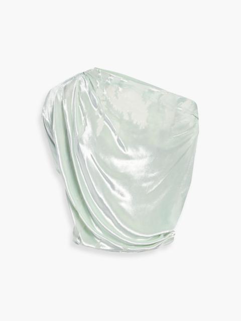 THE SEI One-shoulder draped devoré-velvet top