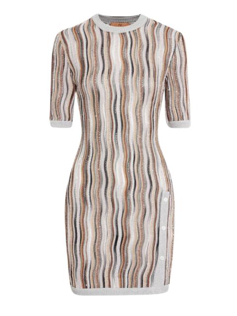 Missoni Embellished Metallic Crochet-Knit Mini Dress