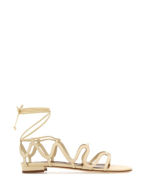 Manolo Blahnik Cream leather Fawda sandals