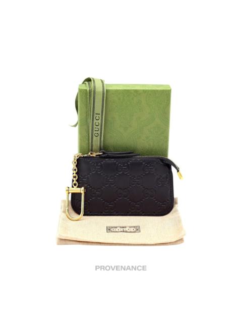 GUCCI Gucci Key Pouch Cles - Black GG Guccissima Leather