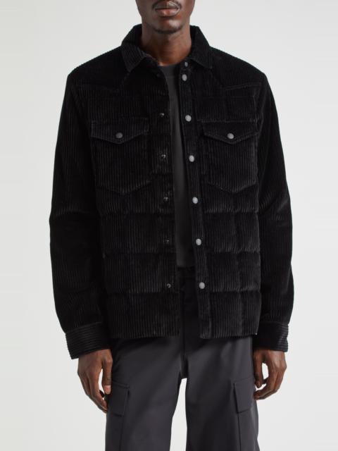 Moncler Moncler Grenoble Gelt Quilted Stretch Corduroy Down Shirt Jacket in Black at Nordstrom