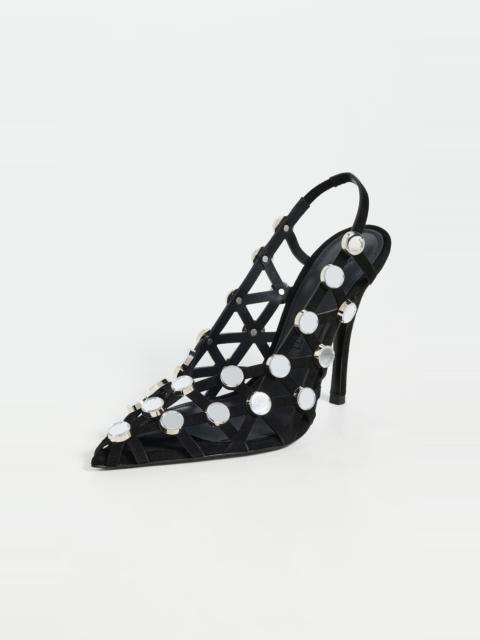 THE ATTICO 'Grid' Slingback Heels 105mm