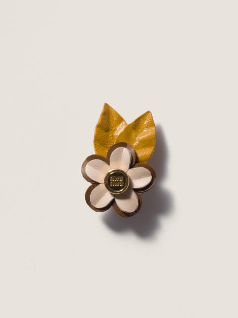 Miu Miu Leather floral brooch