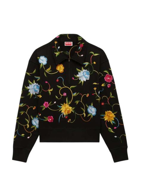 KENZO Kenzo Men `Kenzo Wildflower` Embroidered Half-Zip Cotton Sweatshirt