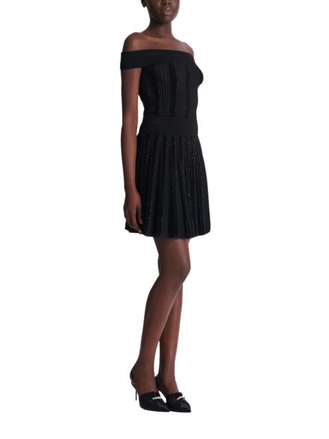 Balmain Balmain Pleated glitter knit skirt in Black at Nordstrom