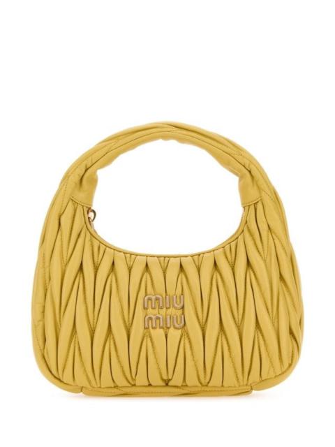 Miu Miu Woman Yellow Nappa Leather Handbag