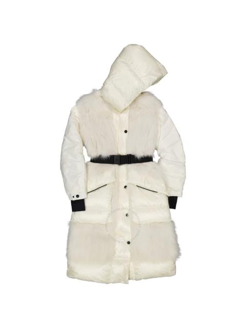Moncler Ladies White Sarina Long Fur Coat