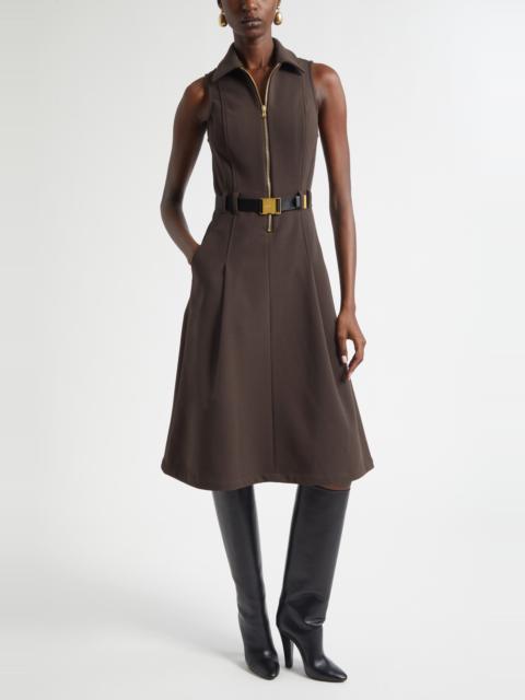 L'AGENCE L'AGENCE Kylo Belted Sleeveless Shirtdress in Dark Brown at Nordstrom