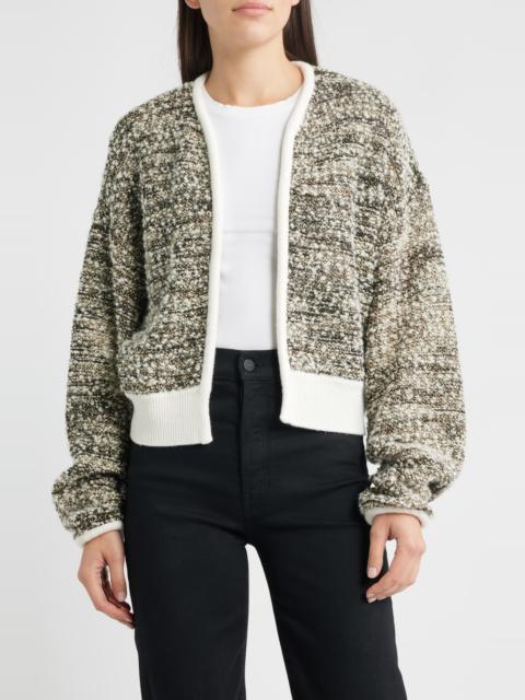 BOSS BOSS Flelani Metallic Virgin Wool Blend Open Front Cardigan in Lurex Slub at Nordstrom