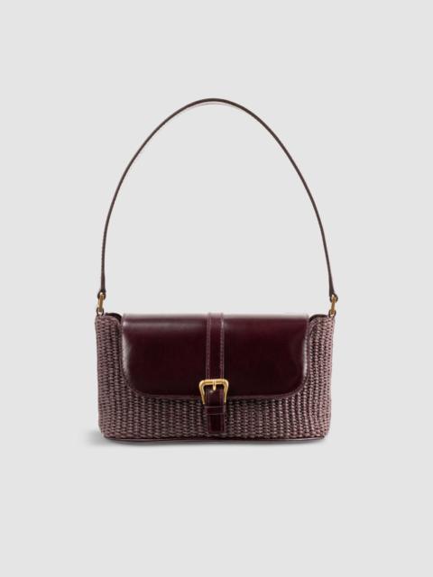 BY FAR Miranda Baguette Grape Raffia and Calf Leather Shoulder Bag