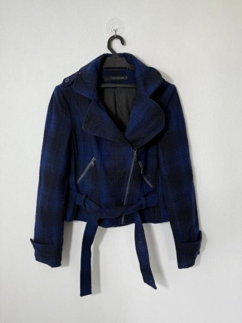 Other Designers Calvin Klein × Calvin Klein 205W39NYC - CALVIN KLEIN ASYMMETRIC JACKET BIKER DESIGN BLUE BLACK PLAID