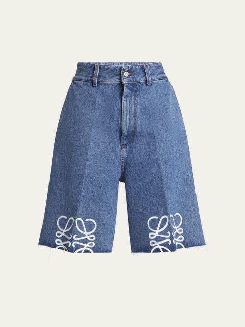 Anagram Long Denim Shorts