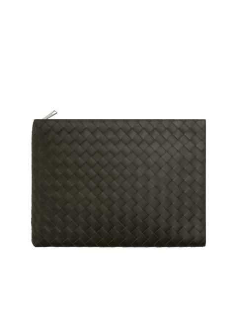 Bottega Veneta BOTTEGA VENETA $1850 Kaki/Dark Praline Half Zipped Pouch New