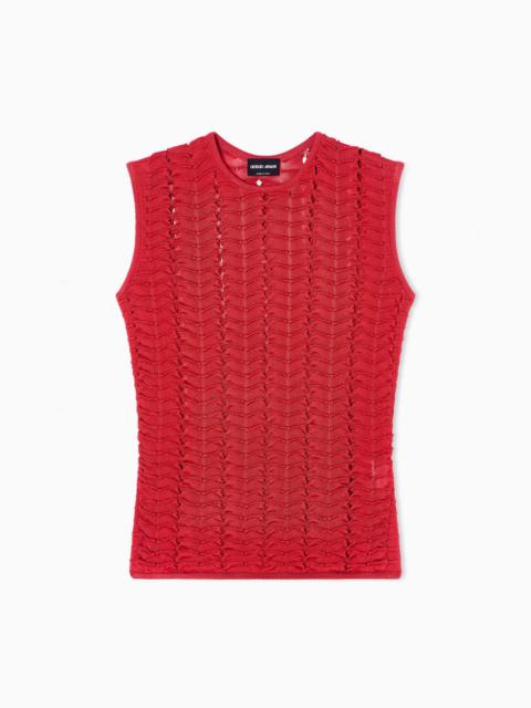 GIORGIO ARMANI VISCOSE TOP WITH A RUFFLE MOTIF