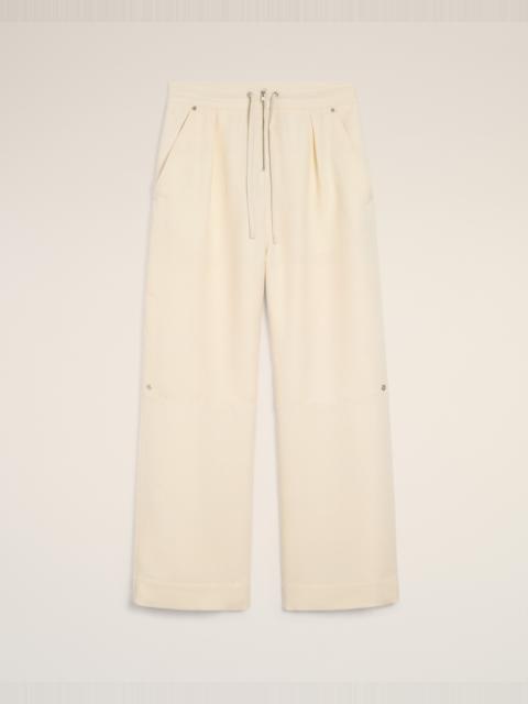 AMI Paris WHITE WOOL ZIPPED TROUSERS