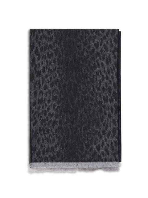 GUCCI Gucci Leopard-print Wool Scarf Flanner/Black