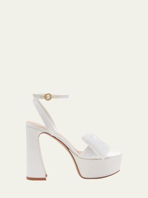 Gianvito Rossi Raso Bow Ankle-Strap Platform Sandals