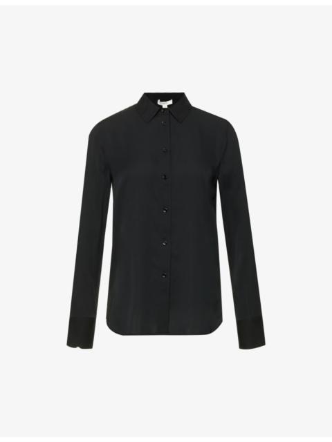 Vince Long-sleeved slim-fit stretch-silk shirt