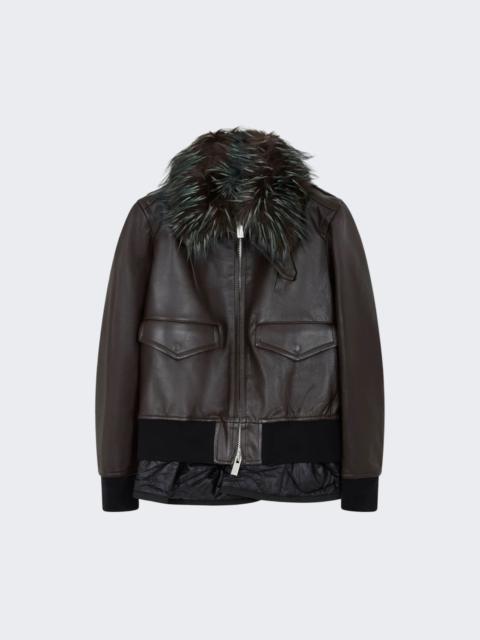 sacai Layered Leather Jacket Brown