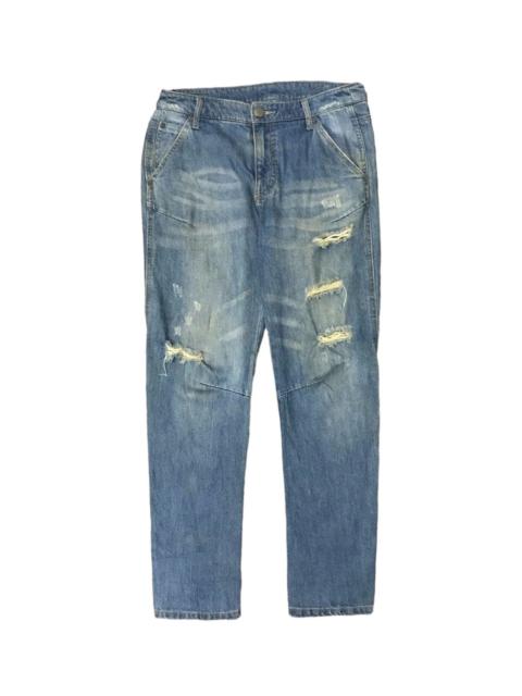 Other Designers Distressed Denim - JAPAN DISTRESSED BLUE JEANS REGULAR FIT WOMENSWEAR