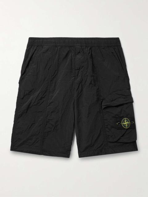 Straight-Leg Logo-Appliquéd Garment-Dyed ECONYL® Nylon Metal Shorts