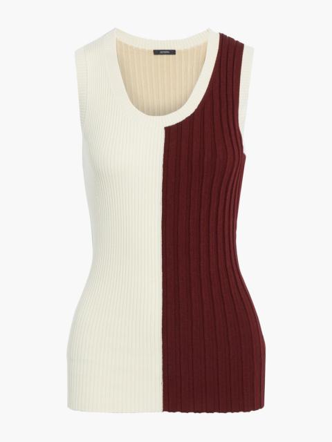 JOSEPH Two-tone ribbed-knit tank