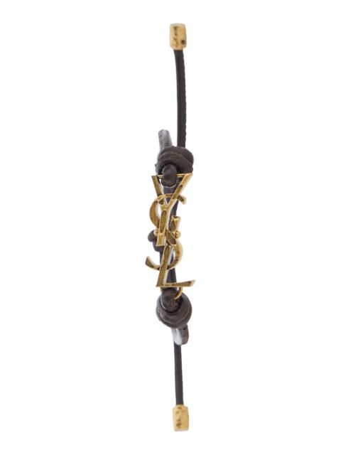 SAINT LAURENT Saint Laurent Men Brown Leather 'Gold' Bracelet For Women