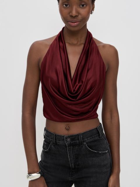 Alice + Olivia Ayanna Deep Cowl Tie Back Halter Top