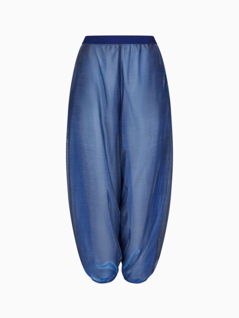 EMPORIO ARMANI WIDE TROUSERS IN IRIDESCENT KNIT MESH