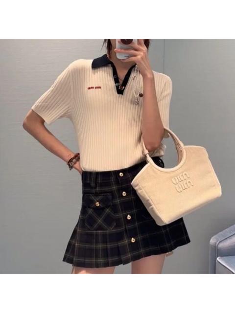 Miu Miu Miu Miu white knitted short-sleeved top