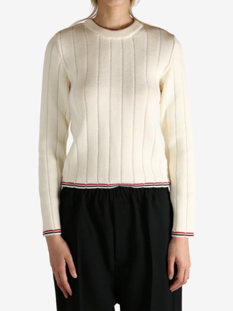 THOM BROWNE - Women Ladder Full Needle Rib Stitch Crew Neck Knitwear