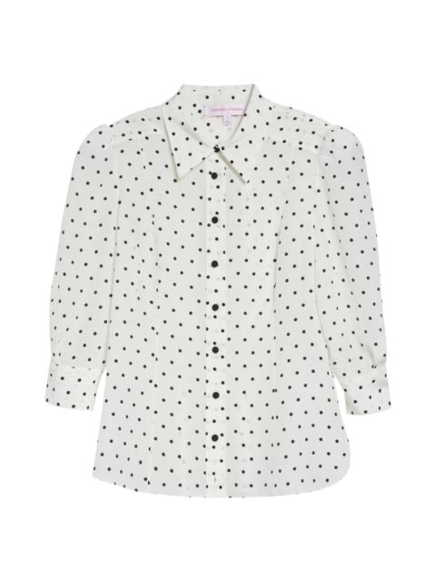 CAROLINA HERRERA Carolina Herrera Polka Dot Silk Button-Up Shirt in Ivory Multi at Nordstrom