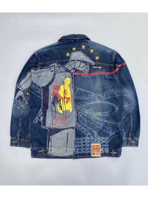 Other Designers Ecko Unltd. - 90s Ecko Hip Hop Rap Patchwork Embroidered Denim Jacket