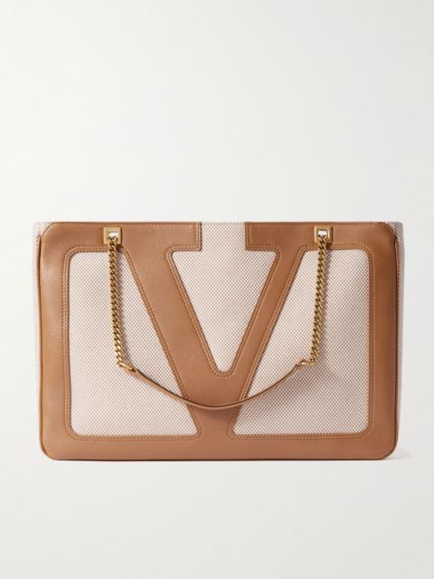 Valentino Viva Superstar medium leather and canvas shoulder bag Beige