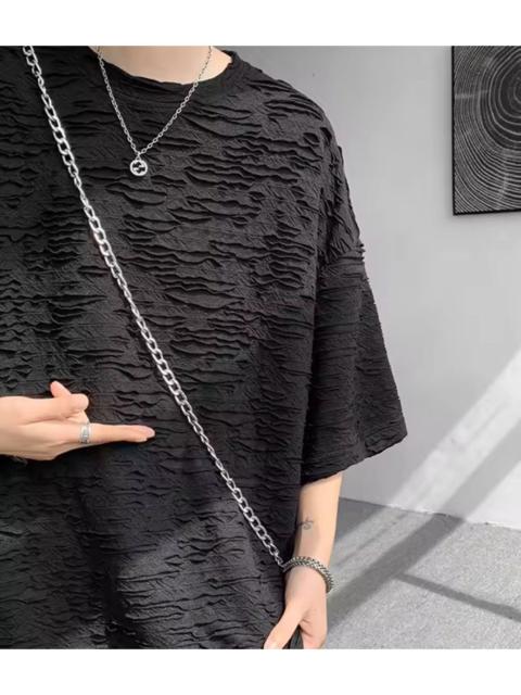 Other Designers Japanese Brand - Black Textured Oversized T-Shirt – Casual Streetwear Unisex