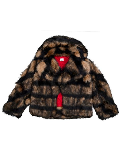 Burberry Burberry Striped Faux Fur Oversized Jacket